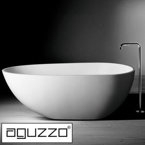 Freestanding white stone bath for a premium bathroom renovation