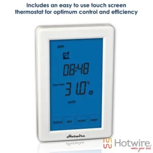 Under tile bathroom heating kit with touch screen thermostat