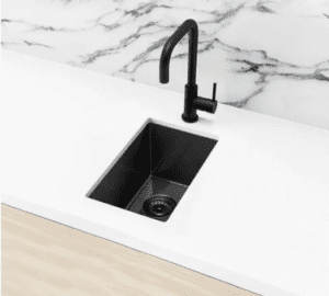 Lavello Nano Coated Stainless Steel Kitchen Sink - 272 x 382mm Half Bowl - Top Under Mount - PVD Gunmetal Black