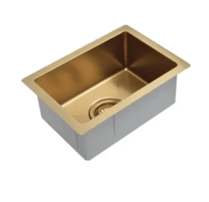 Lavello Nano Coated Stainless Steel Kitchen Sink - 450 x 450mm Single Bowl - Top Under Mount - PVD Brushed Bronze Gold 2b