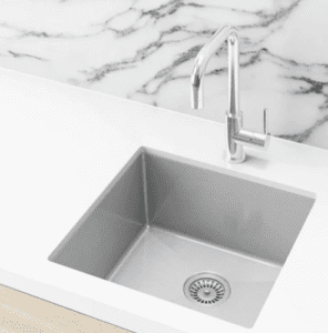 Lavello Nano Coated Stainless Steel Kitchen Sink - 450 x 450mm Single Bowl - TopUnder Mount - PVD Brushed Nickel