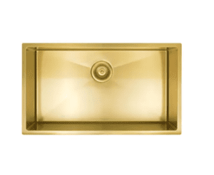 Lavello Nano Coated Stainless Steel Kitchen Sink - 760 x 440mm Large Single Bowl - Top Under Mount - PVD Brushed Bronze Gold