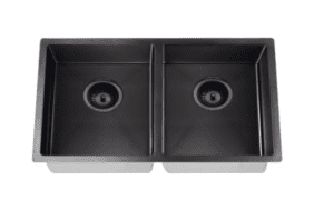 Lavello Nano Coated Stainless Steel Kitchen Sink - 860 x 440mm Double Bowl - Top Under Mount - PVD Gunmetal Black 2