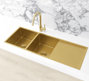 Lavello Nano Coated Stainless Steel Kitchen Sink Top Under Mount - PVD Brushed Bronze Gold