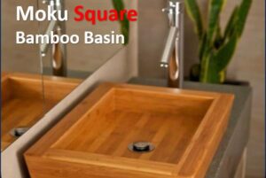 sqaure bamboo bathroom basin