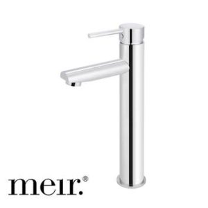Chrome tall basin mixer tap for a modern bathroom vanity