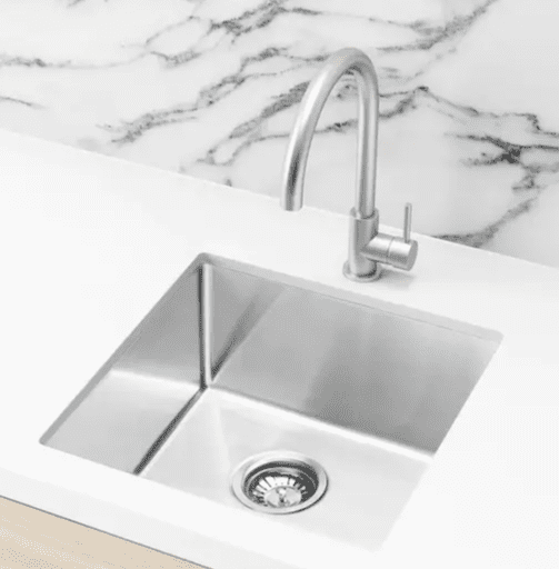 Stainless steel kitchen sink and mixer for wet area renovation planning