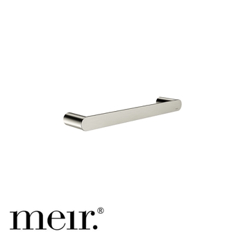 Brushed nickel single towel rail for a bathroom wall